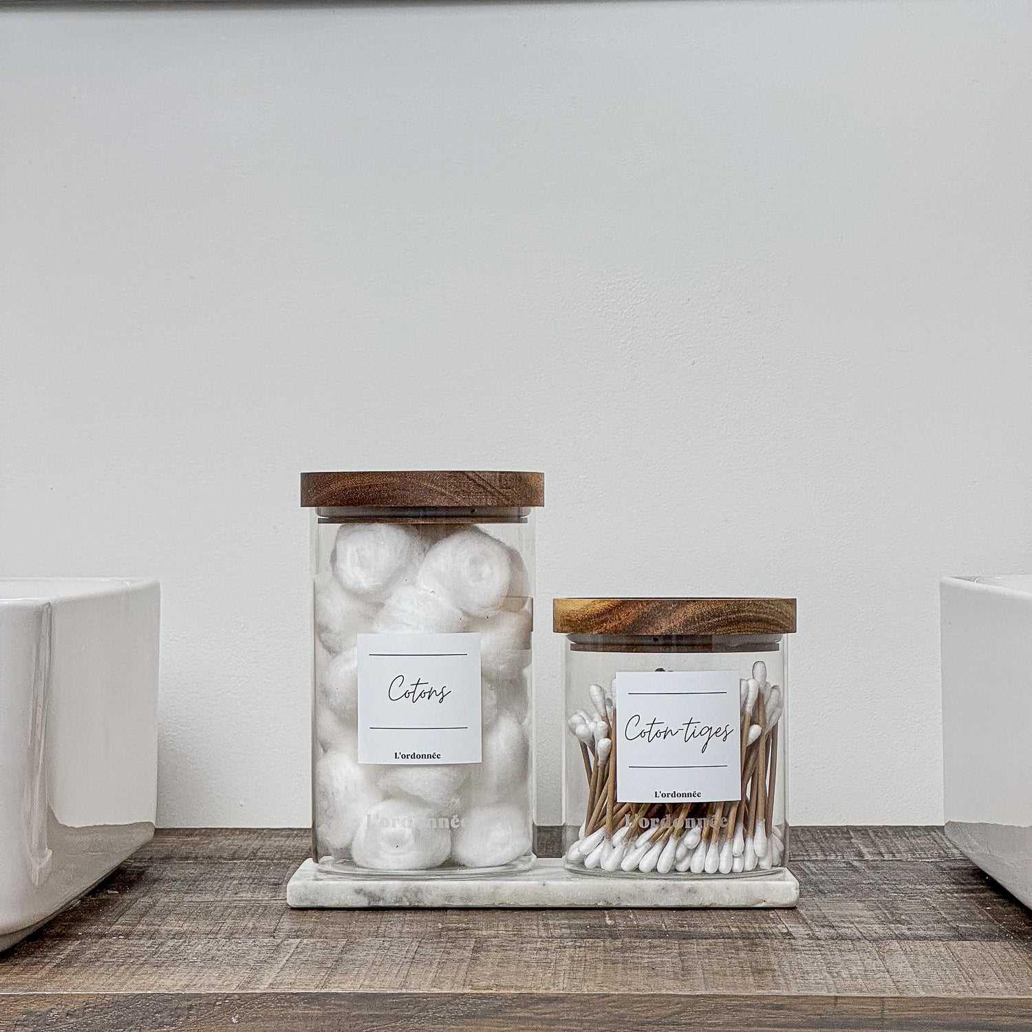 Bocal en verre avec couvercle en bois d'acacia 500 ml - L'ordonnée