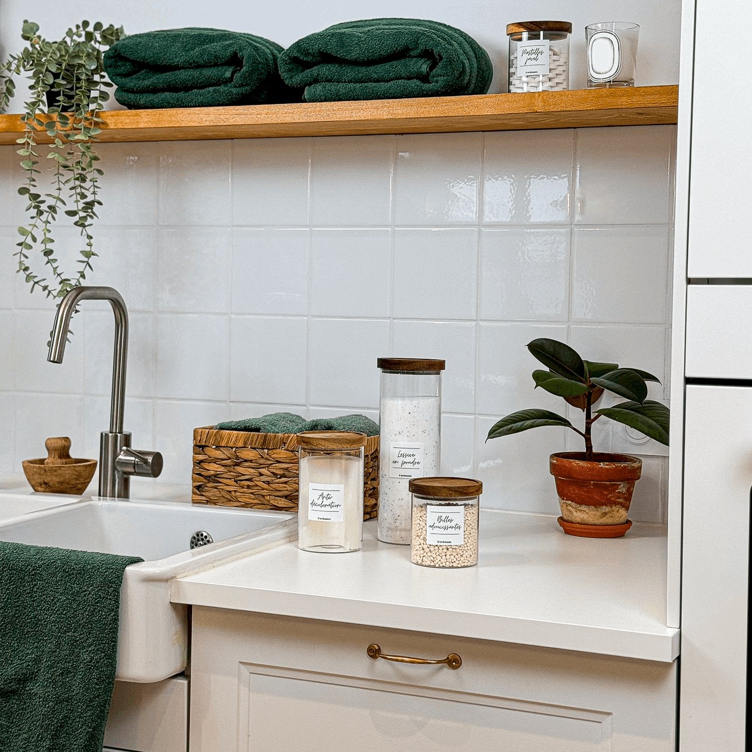 Bocal en verre avec couvercle en bois d'acacia 500 ml - L'ordonnée
