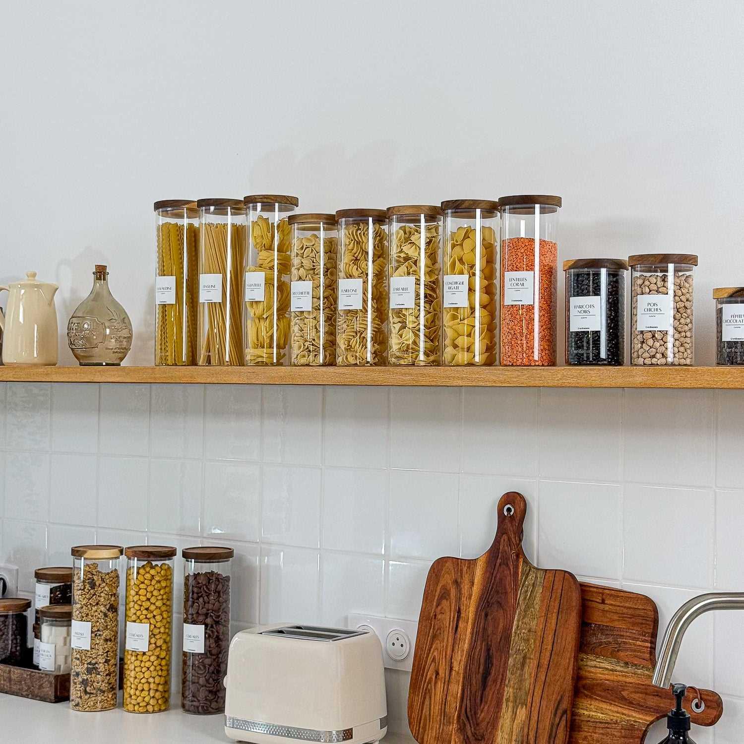 Bocal en verre avec couvercle en bois d'acacia 500 ml - L'ordonnée
