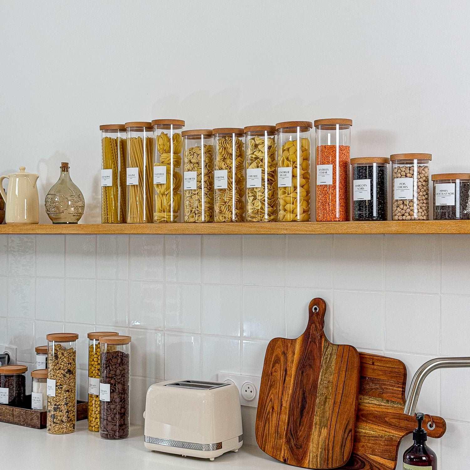 Bocal en verre avec couvercle en bois de hêtre 500 ml - L'ordonnée