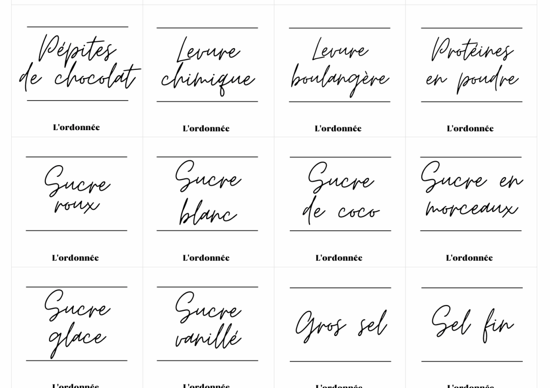 Pack de 120 étiquettes cuisine - Design Gabrielle - L'ordonnée