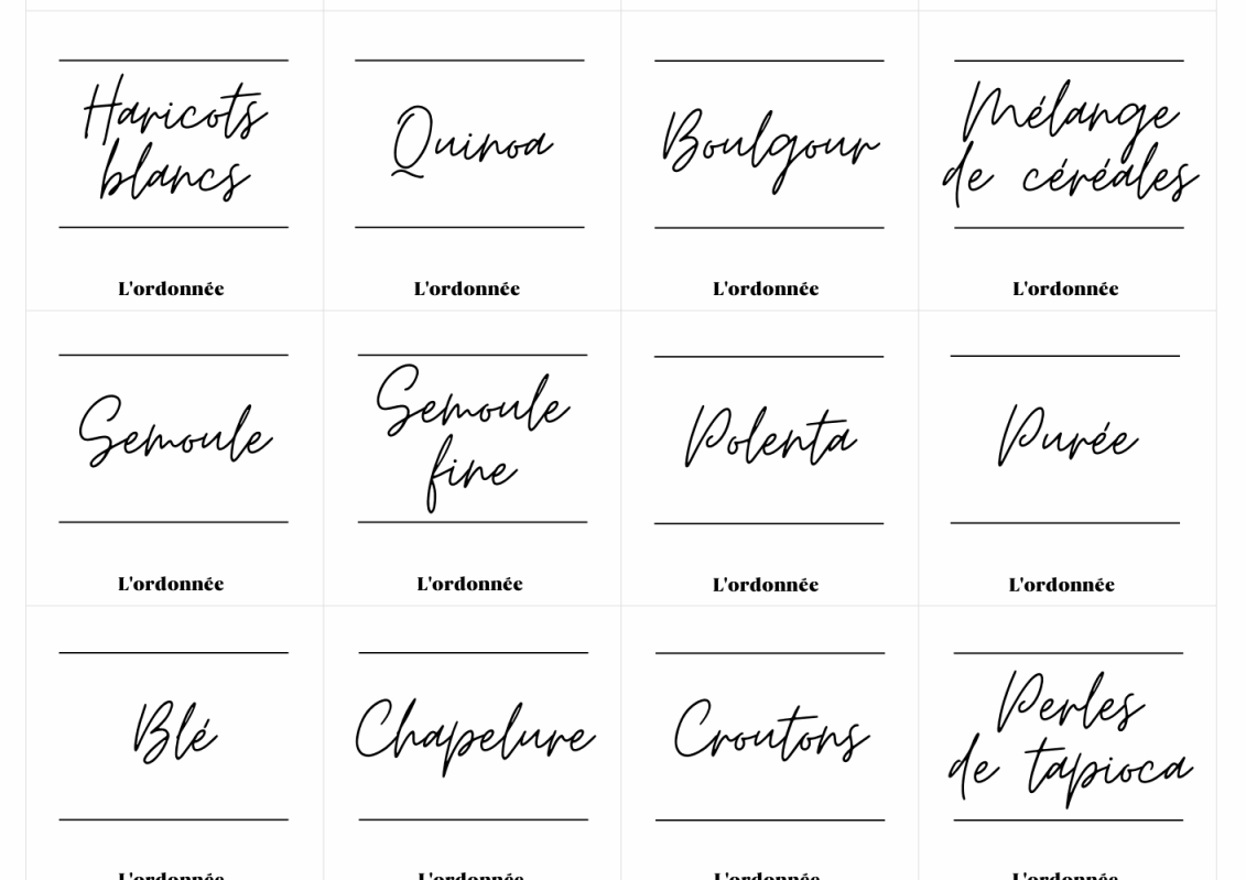 Pack de 120 étiquettes cuisine - Design Gabrielle - L'ordonnée