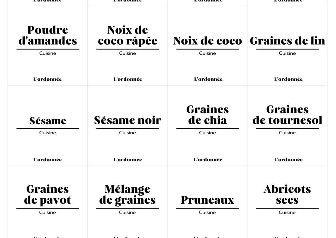 Pack de 120 étiquettes cuisine - Design Rosa - L'ordonnée