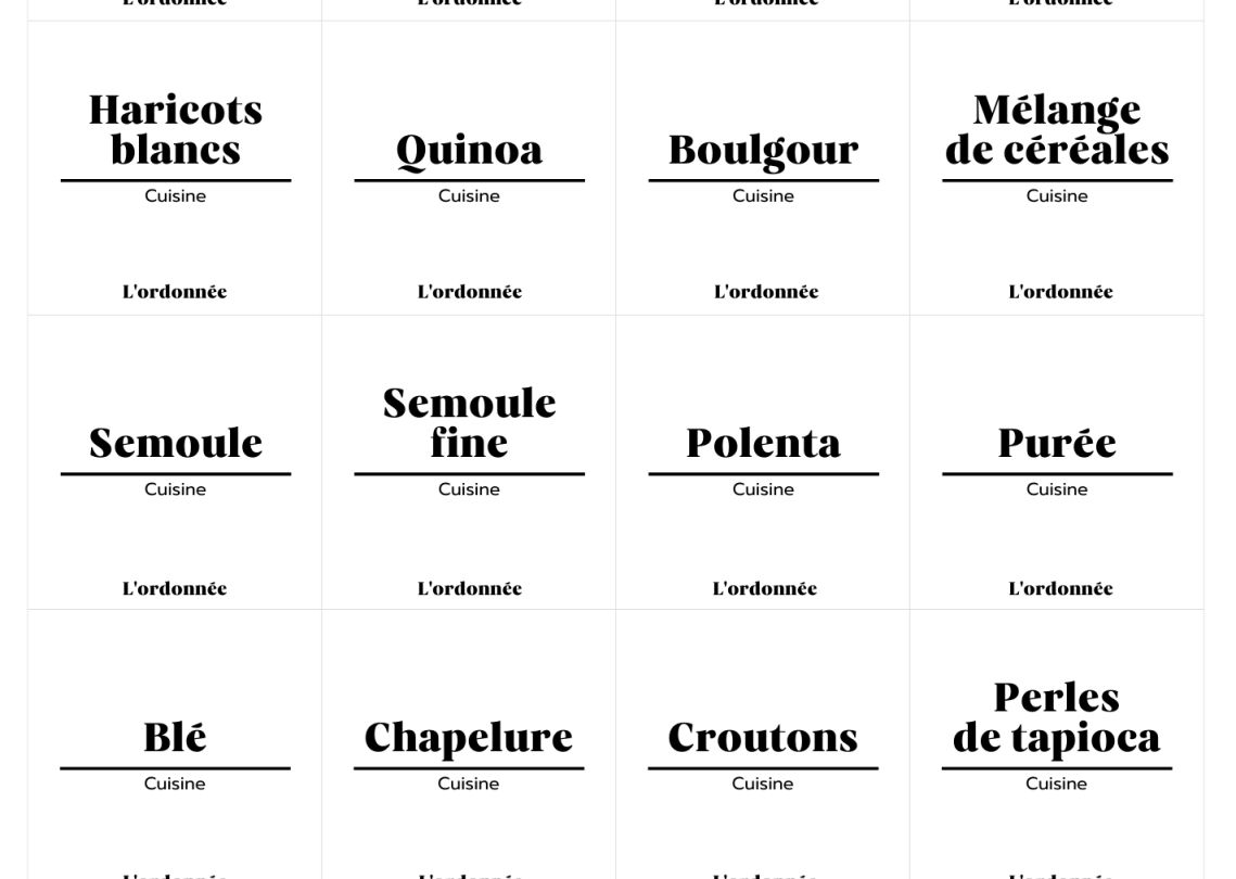 Pack de 120 étiquettes cuisine - Design Rosa - L'ordonnée