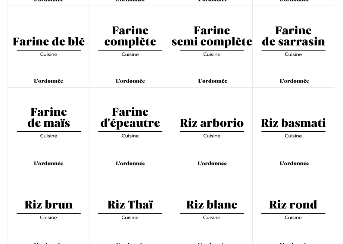 Pack de 120 étiquettes cuisine - Design Rosa - L'ordonnée