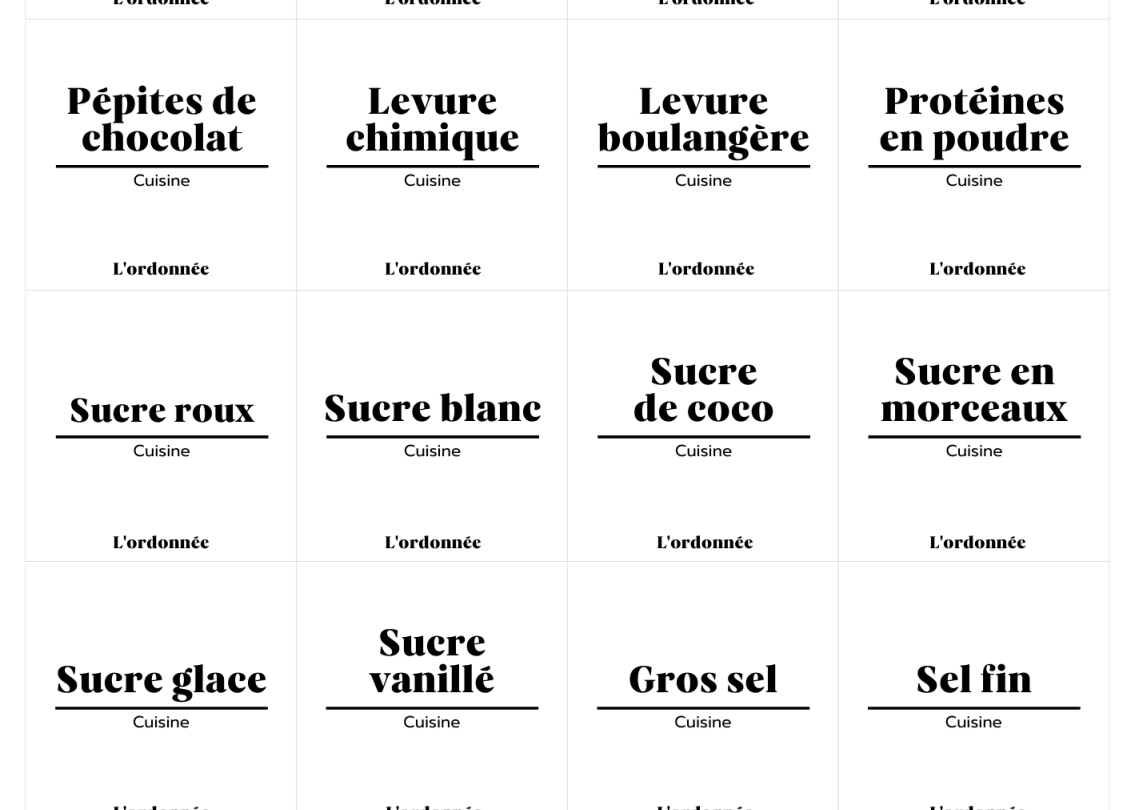 Pack de 120 étiquettes cuisine - Design Rosa - L'ordonnée