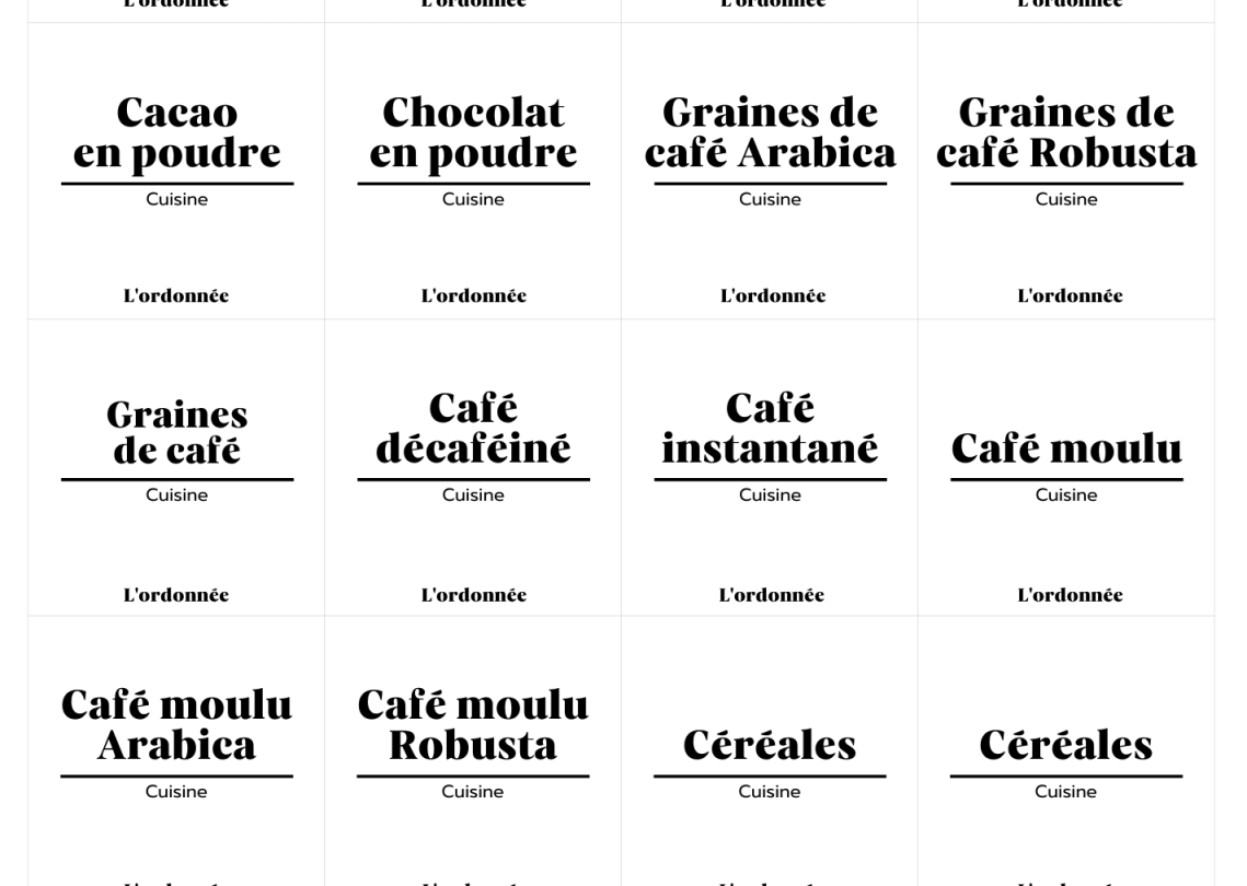 Pack de 120 étiquettes cuisine - Design Rosa - L'ordonnée