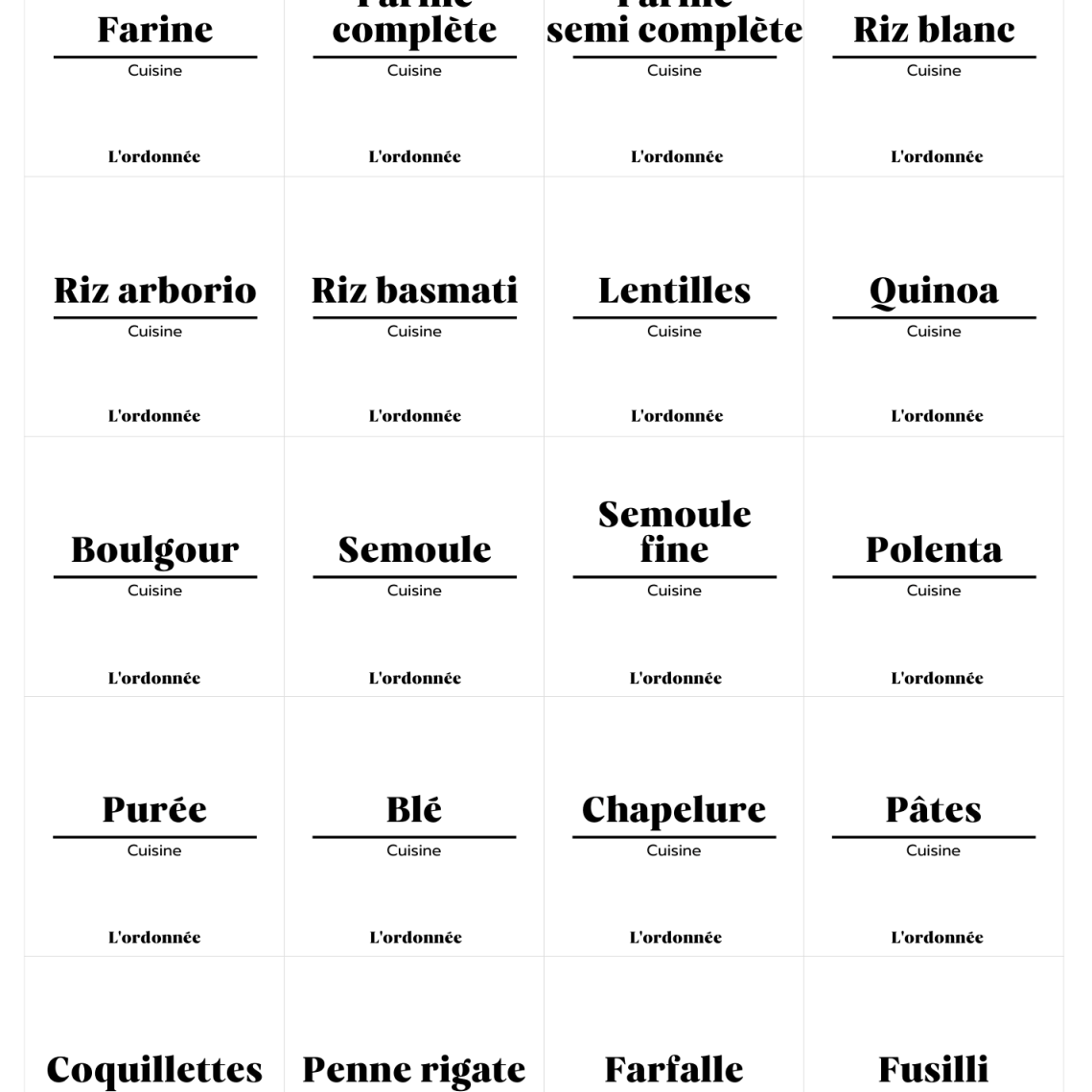 Pack de 40 étiquettes cuisine - Design Rosa - L'ordonnée