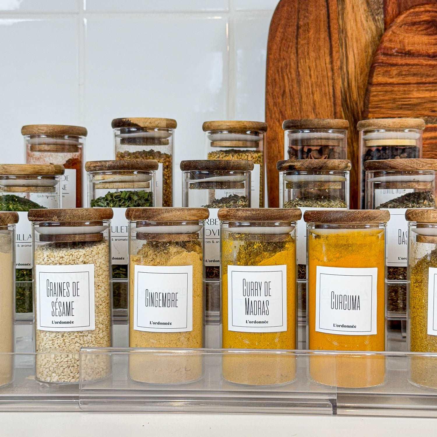 Pot à épices en verre avec couvercle en bois d’acacia 200 ml - L'ordonnée