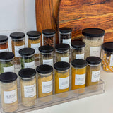 Pot à épices en verre avec couvercle en bois d’hêtre noir 200 ml - L'ordonnée